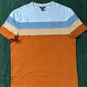 Ben Sherman Men’s T-Shirt XL Colorblock Caramel Blue Crew Neck New w/ Tags